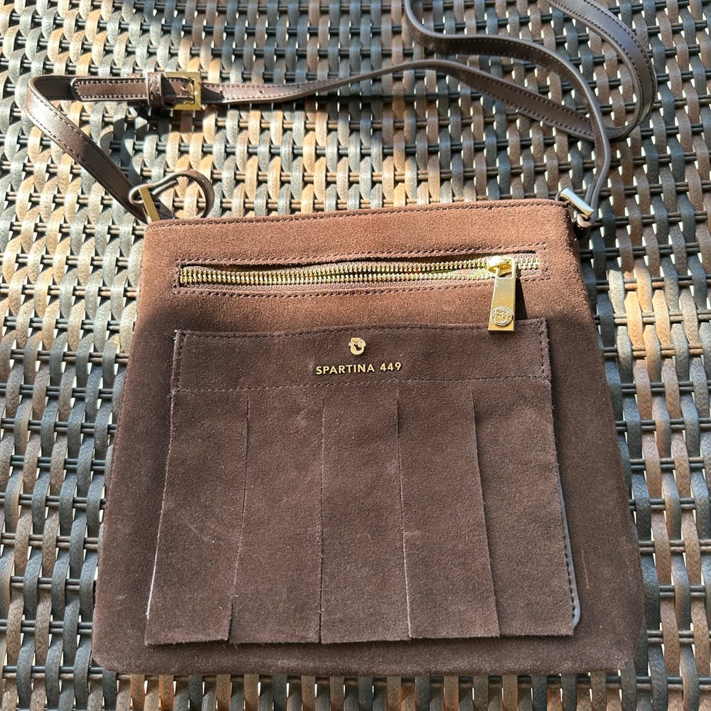 Spartina 449 Brown Suede Crossbody Bag